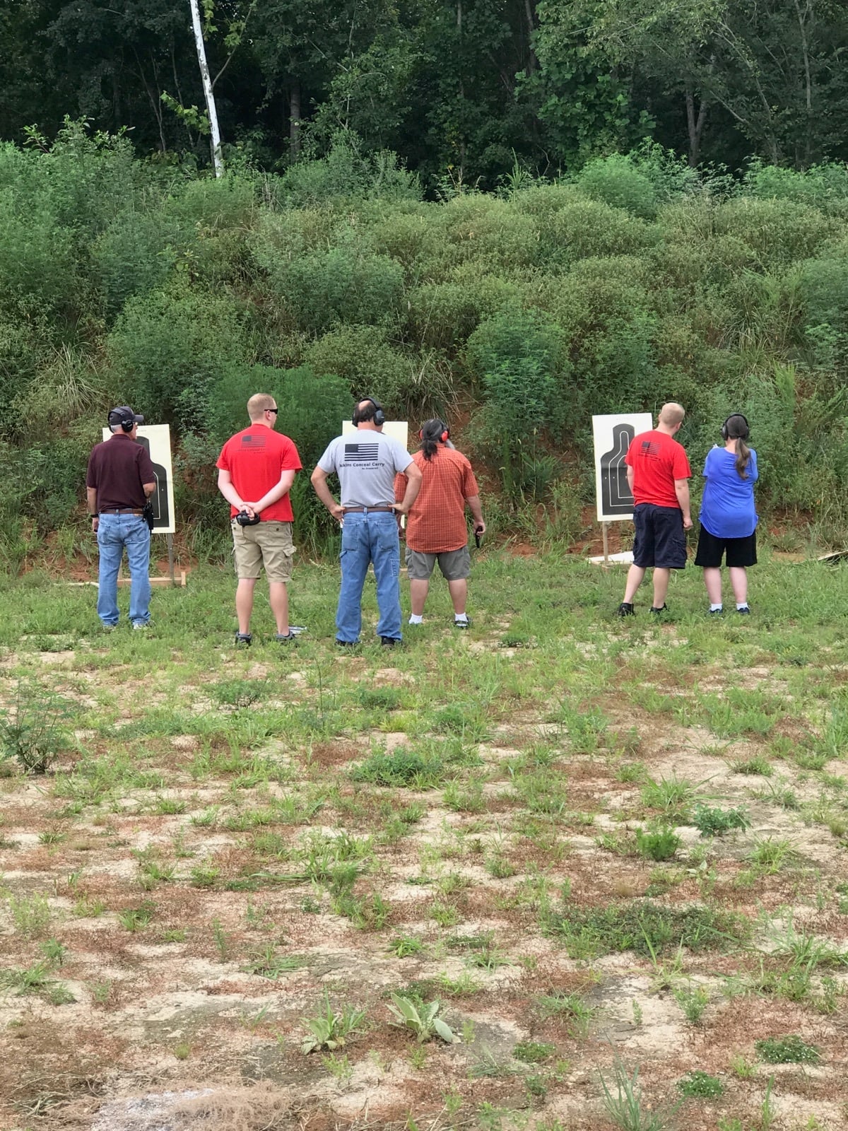 Students and instructors lined up safely at the range